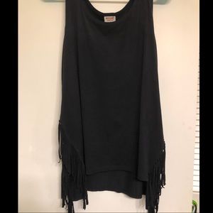 Black Suede Fringe Tank